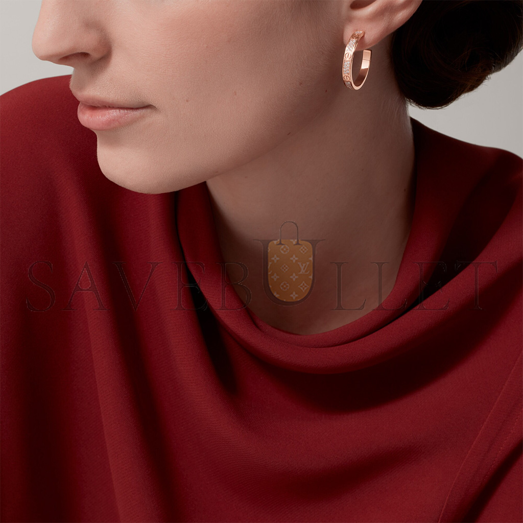 Ca*t*er love hoop earrings, medium model, paved n8515192